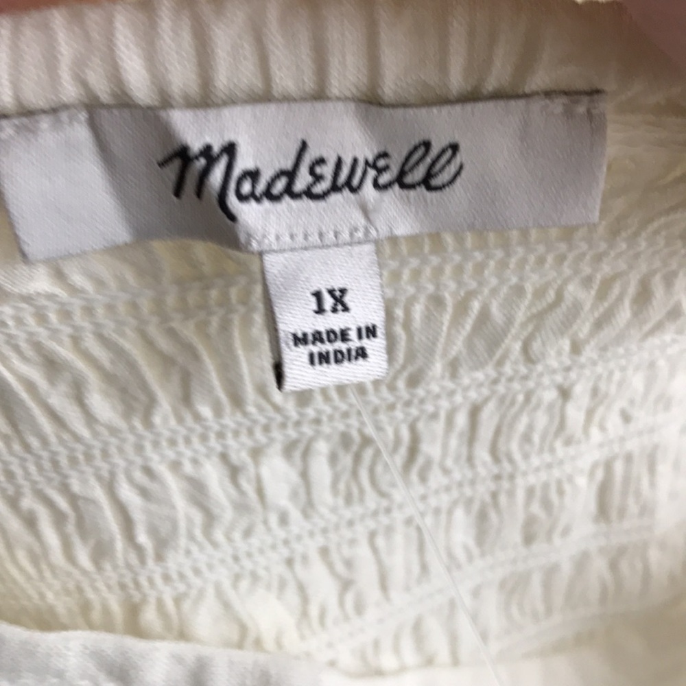 NWT Madewell size 1X Plus Rosalie Tie-Strap Top in White Geo Eyelet Sweet Summer - Picture 2 of 12